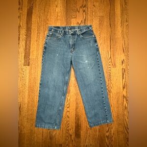 Vintage Levi's 550 Denim Jeans Men's 35x34 Blue Relaxed Light Paint Stains